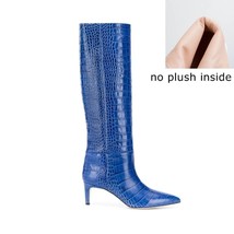 size 33-43 Lizard texture Microfiber women boots fashion sexy autumn winter wome - £111.33 GBP