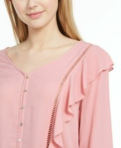 Planet Gold Juniors&#39; Ruffle Jacquard Top Pink Size Large - $284.91 MXN