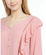 Planet Gold Juniors&#39; Ruffle Jacquard Top Pink Size Large - $20.55 CAD