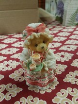 Cherished Teddies 14119 Holly A Cup of Homemade Love Girl Tray Hot Cocoa 1995 - £10.46 GBP