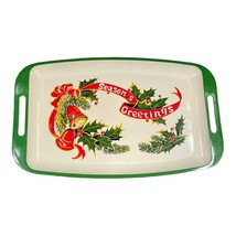 Vintage Plastic Holiday Season’s Greetings Serving Cookie Tray - £9.49 GBP