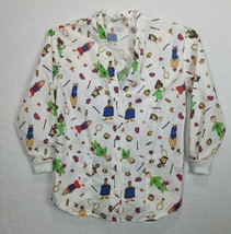 Save The Children Womens Scubs Top Long Sleeve Kids Artwork Size M Polye... - $12.68