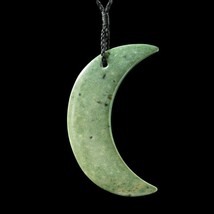 Fantastic Marsden Jade Crescent Moon pendant, Hand-carved Original Maori... - $111.85