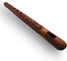 Mouth Woodwind Flute Wooden Traditional Hand Carved, Great Sound Indian Musical  - £12.06 GBP