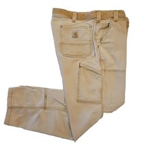 Carhartt Double Knee Pants 38x30 Mens Brown Canvas Relaxed Fit Straight Leg - £46.12 GBP