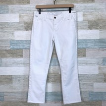 Goldsign Misfit Crop Jeans White Mid Rise Straight Leg 26&quot; Inseam Womens 29 - $34.64