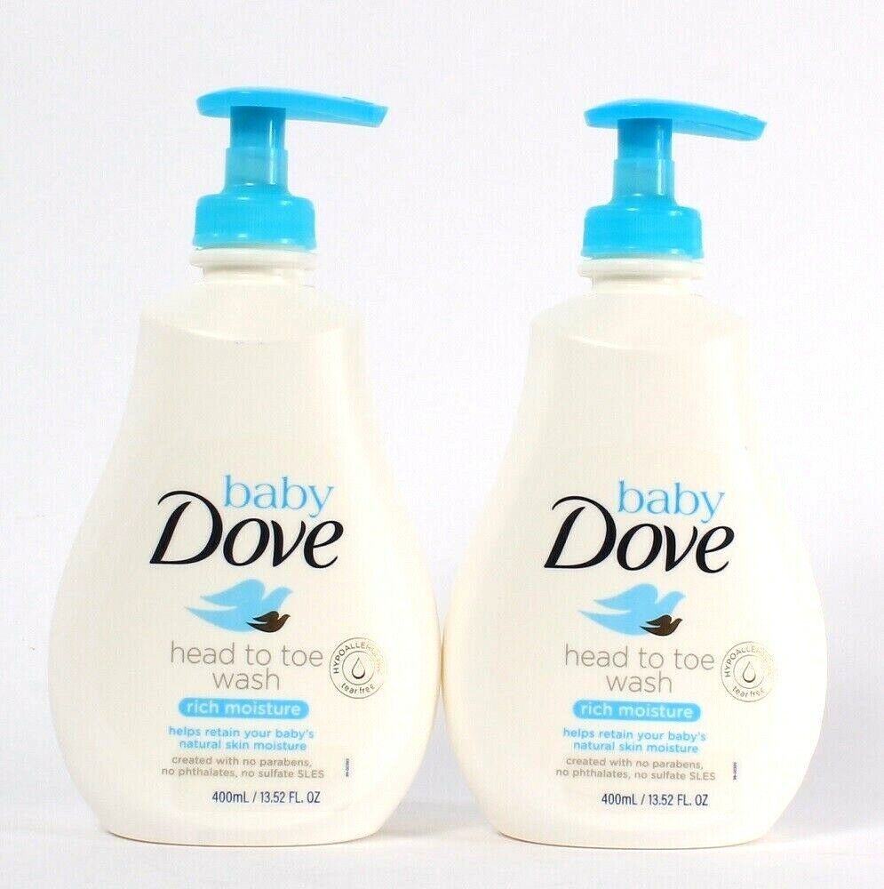 Primary image for 2 Bottles Dove 13.52 Oz Baby Rich Moisture Hypoallergenic Head To Toe Wash
