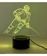 Ice Hockey Night Light Lamp LED 3D Illusion Multicolor USB Batteries Tap... - $187.53 MXN
