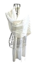 White House Black Market Nylon Poly Rectangular Scarf Wrap in Ivory 22&quot;W X 72&quot;L - £15.76 GBP