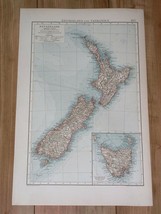 1898 Original Antique Map Of New Zealand / Auckland Wellington Christchurch - £24.53 GBP