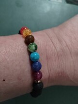 7 Chakra Healing Beaded Natural 8mm Lava Stone with Crystal Bracelet - $148.46 MXN