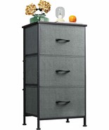 Dark Grey Wlive Nightstand With 3 Drawers, Fabric Dresser,, Easy Pull Ha... - $804.40 MXN