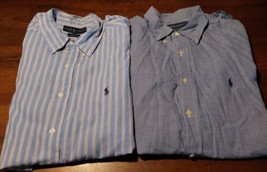 Ralph Lauren Blake Button Down Shirt Size XL Blue Stripe Blue Check - £25.57 GBP