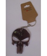 Handcrafted Monster Skull Keychain Purple With Shiny Flecks - £11.67 GBP