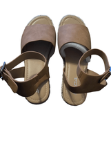 New Soda Womens Tan Platform Wedge Ankle Strap Espadrille Sandals Size 8 - $32.73