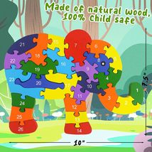 Animal Wooden Puzzle, Alphabet Jigsaw Puzzle Wooden Elephant - £18.36 GBP