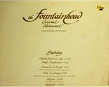 Vintage The Fountainhead Gourmet Restaurant Bar Menu Gatlinburg Tennessee - $19.79