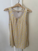 Banana RepublicWomens Flowy Tank M Yellow Gray Geometric Print Gold Neck... - £9.34 GBP