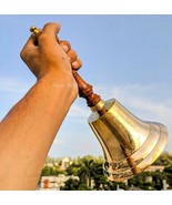 Large Brass and Wood School Bell / 11&quot; Vintage Hand Bell - $783.58 MXN