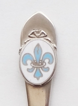 Collector Souvenir Spoon Canada Quebec Fleurdelise Fleur-de-lis Cloisonne Emblem - £3.95 GBP