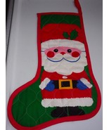 Vintage Quilted Look Santa Christmas Stocking - $6.99