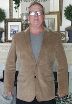 Stafford Essentials Khaki Beige Corduroy Jacket Blazer Sportscoat 42L Cl... - $39.99