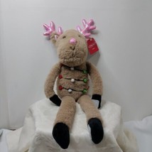 Holiday Christmas Deerie Plush Toy Animal Hook &amp; Loop Hand &amp; Feet 20&quot;W/Tag - £11.84 GBP