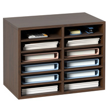 VEVOR Wood Literature Organizer Adjustable File Sorter 12 Compartments B... - £71.93 GBP