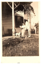 RPPC Postcard Picture with Woman &amp; Dog at Front of House Porch - £5.42 GBP
