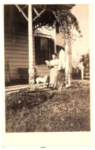 RPPC Postcard Picture with Woman &amp; Dog at Front of House Porch - £5.17 GBP