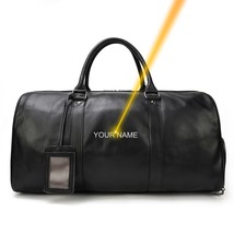 Big Capacity Genuine Leather Travel Bag For Men Women Soft Black Cowhide Casual  - £238.30 GBP