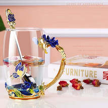 Colorful enamel flower tea cup  heatresistant glass tumbler gift idea - £18.34 GBP+