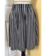 J.CREW Navy Blue/White Stripe Lined Pleated Skirt w/ Pockets (6) NWOT - $19.50