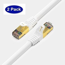 CAT7 Ethernet Cable - 10 Gigabit 600MHz, 7 ft 2-Pack, Double Shielded - £10.38 GBP