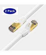 CAT7 Ethernet Cable - 10 Gigabit 600MHz, 7 ft 2-Pack, Double Shielded - £10.26 GBP