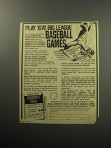 1970 Strat-o-matic Baseball Game Ad - Play 1970 Big League Baseball games - £14.78 GBP