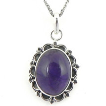 925 Sterling Silver Amethyst Handmade Necklace 18&quot; Chain Festive Gift PS-1862 - £23.19 GBP