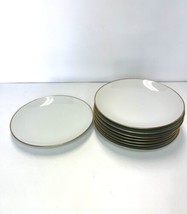 Lot of 8 White &amp; Gold Tone Trim Round Salad Dessert Plates 8.5” Unmarked - $54.44