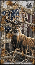 23.5&quot; X 44&quot; Panel Realtree Patriotic Deer American Flag Cotton Fabric D768.73 - £6.70 GBP