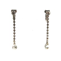 Vintage white rhinestone teardrop long dangle earrings - £11.98 GBP