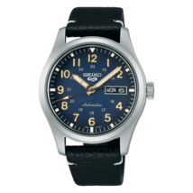 Seiko 5 Sports 39.4 MM Day-Date Automatic SS Leather Band Blue Watch - SRPG39K1 - £157.79 GBP