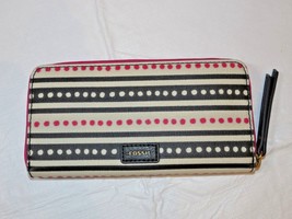 Fossil SWL2034339 Eliza Clutch Pink Dots Off white pink black clutch wallet *^ - £28.33 GBP