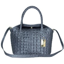 AURA Italian Made Gray Croc Embossed Genuine Leather Small Tote Handbag - £297.33 GBP