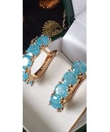 Vintage 1990-s 14 Ct Rolled Gold Aquamarine Earrings - Hallmarked 585 RG!! - $101.83 CAD