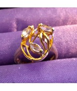 Vintage Women&#39;s 18K Gold Plated W/ Simulated Diamonds Bouquet 3.0g Ring ... - $23.19 CAD