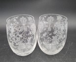 Two Rare Bellied Tumblers 4-1/8&quot; NON OPTIC Cambridge Glass RosePoint Ros... - $89.09