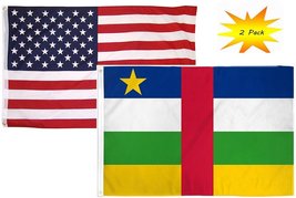 3x5 3x5 Wholesale Set (2 Pack) USA American &amp; Central African Republic Flag Fa - £7.83 GBP