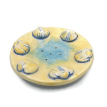 Artisan Seashell Drain Soap Dish Handmade Ceramic Zero Waste Bathroom Ac... - $47.95