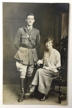 Antique WW1 Soldier and Wife Portrait Style RPPC Unposted Military Life - £19.67 GBP