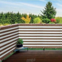 Ideaworks 15&#39;Lx3&#39;H Outdoor Privacy Screen Brown And White Striped - £18.66 GBP